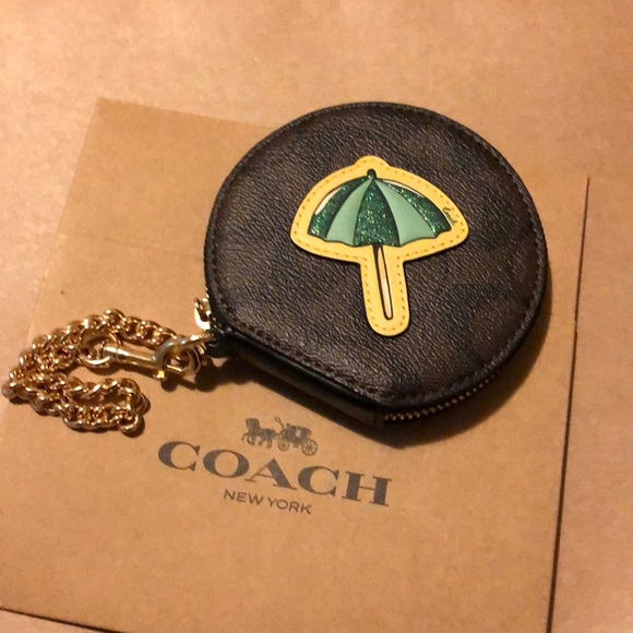 Coach Circular Coin Pouch Bag Charm Umbrella - Picture 1 of 3